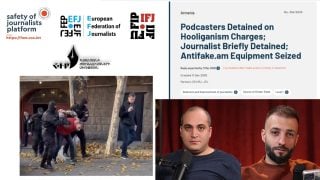 Podcasters Detained on Hooliganism Charges; Journalist Briefly Detained; Antifake.am Equipment Seized
